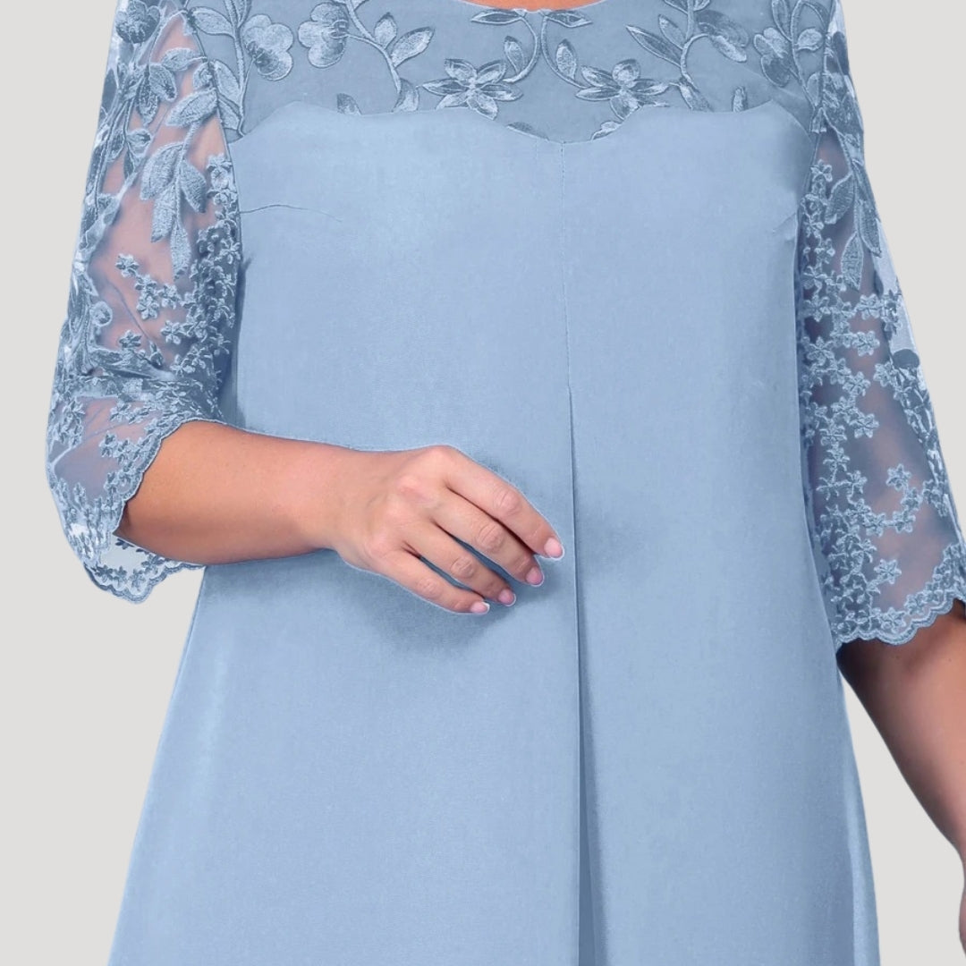 Women's plus size sleeve wedding guest dress – midi