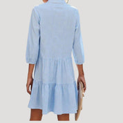 Women’s tiered button-up gingham mini dress