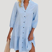 Women’s tiered button-up gingham mini dress