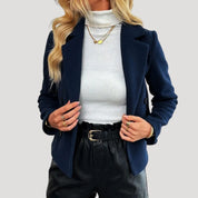 Women’s navy cropped double breasted blazer