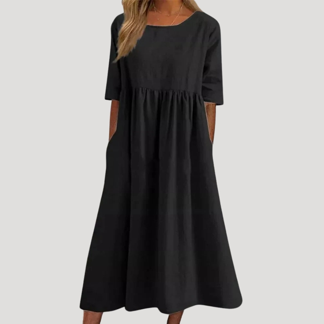 Women’s loose fit midi dress with pockets