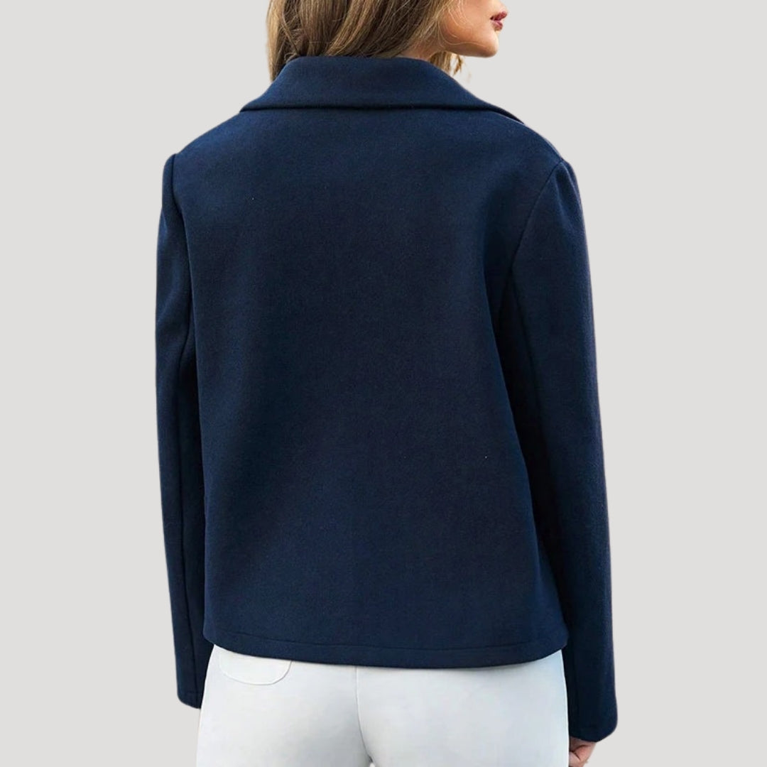 Women’s navy cropped double breasted blazer