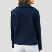 Women’s navy cropped double breasted blazer