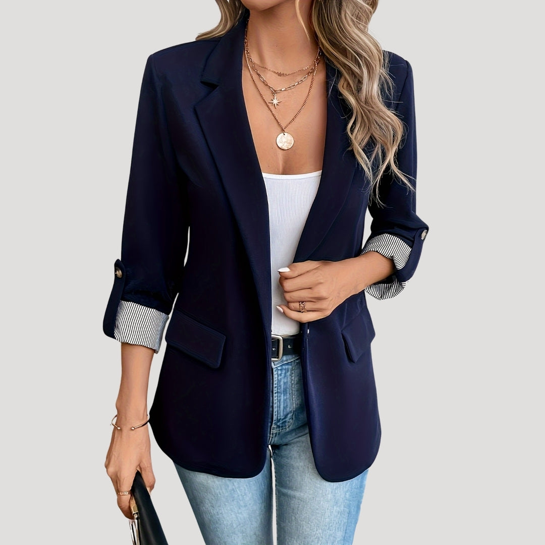 Women's classic navy tailored blazer – NOIR PEARL