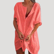Women's cotton shirt dress cover up – loose summer beach tunic