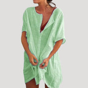 Women's cotton shirt dress cover up – loose summer beach tunic