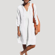 Women's summer linen dress – v neck beach outfit