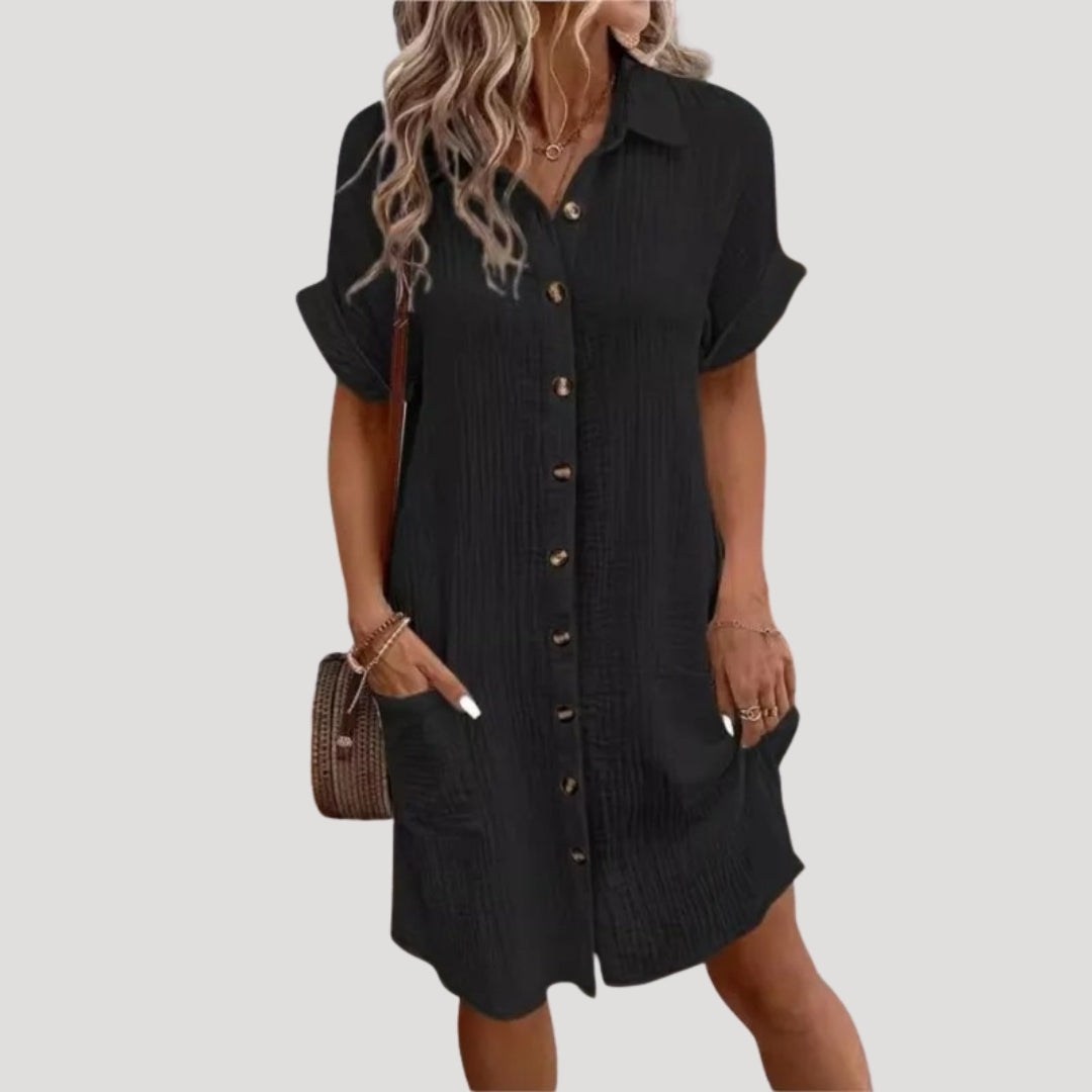 Women's button-down mini shirt dress