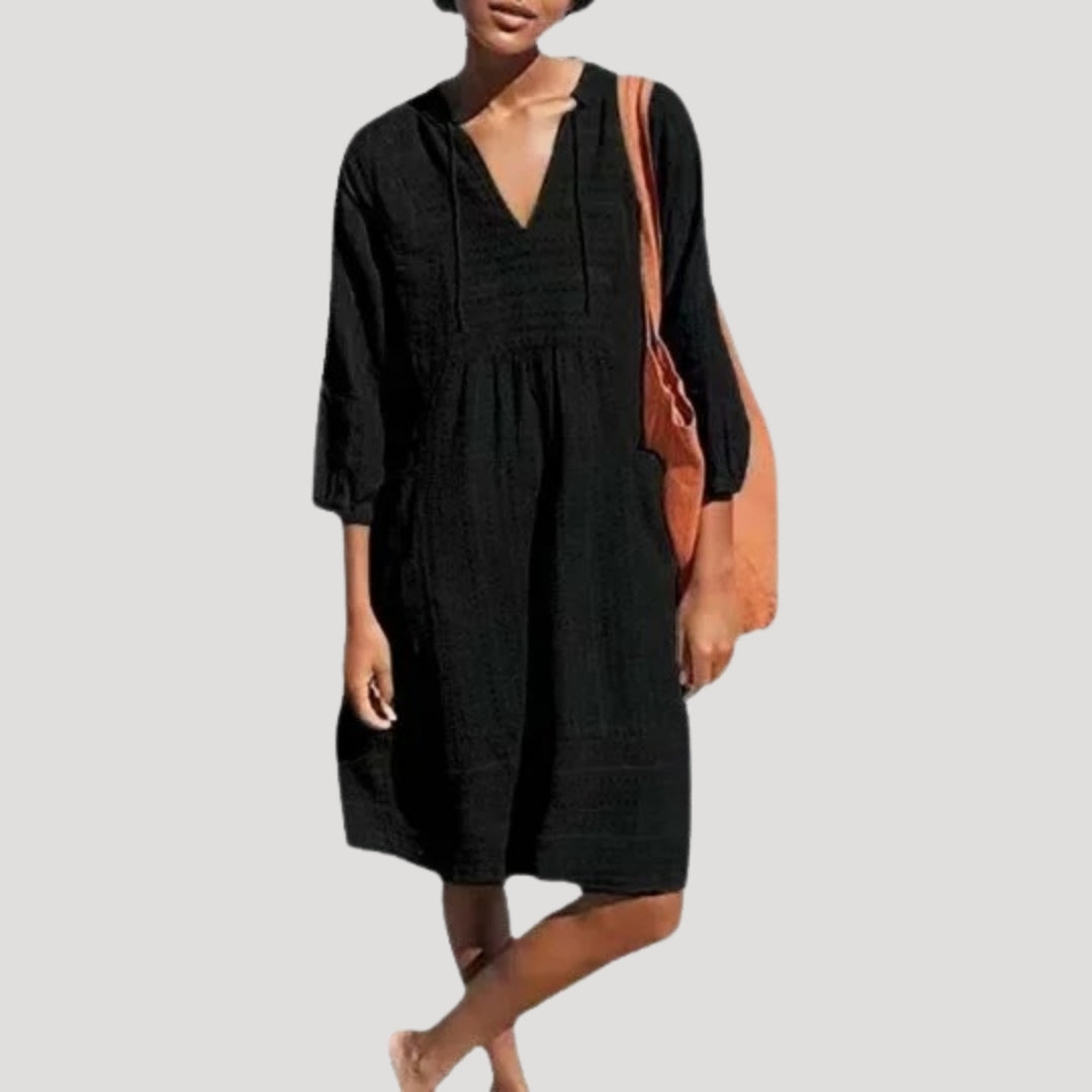 Women's summer linen dress – v neck beach outfit