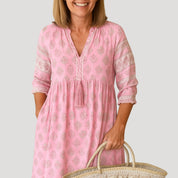 Women's summer midi dress – boho beach style with pockets