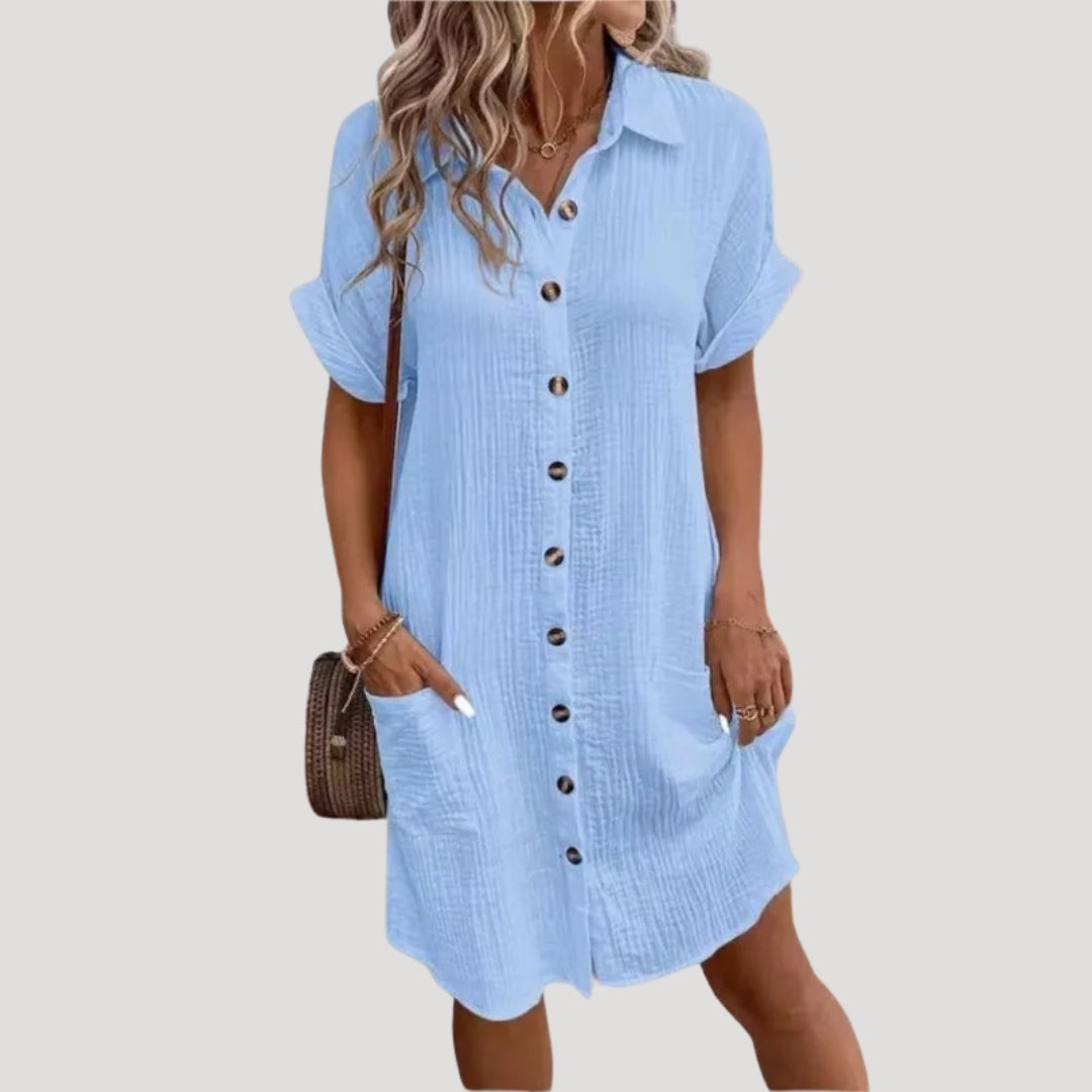 Women's button-down mini shirt dress