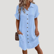 Women's button-down mini shirt dress