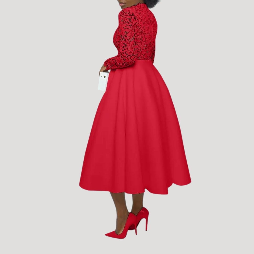 Women’s lace midi wedding guest dress