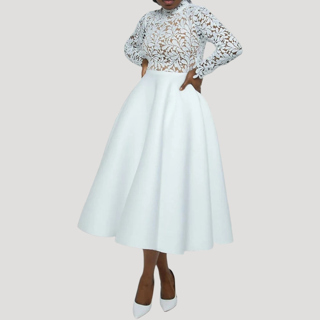 Women’s lace midi wedding guest dress