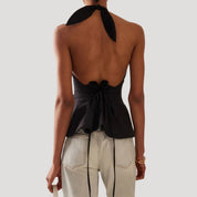 Halterneck corset top with open back