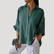 Women’s linen long sleeve button shirt blouse
