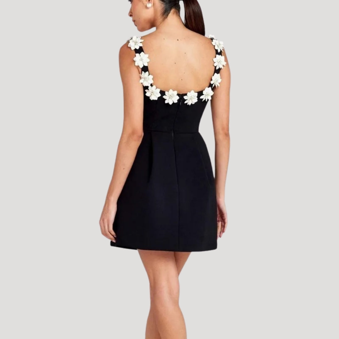 Floral applique A-line mini dress