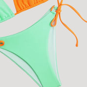 Two-tone ribbed bikini with tie sides