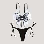 Butterfly print tie-up bikini set