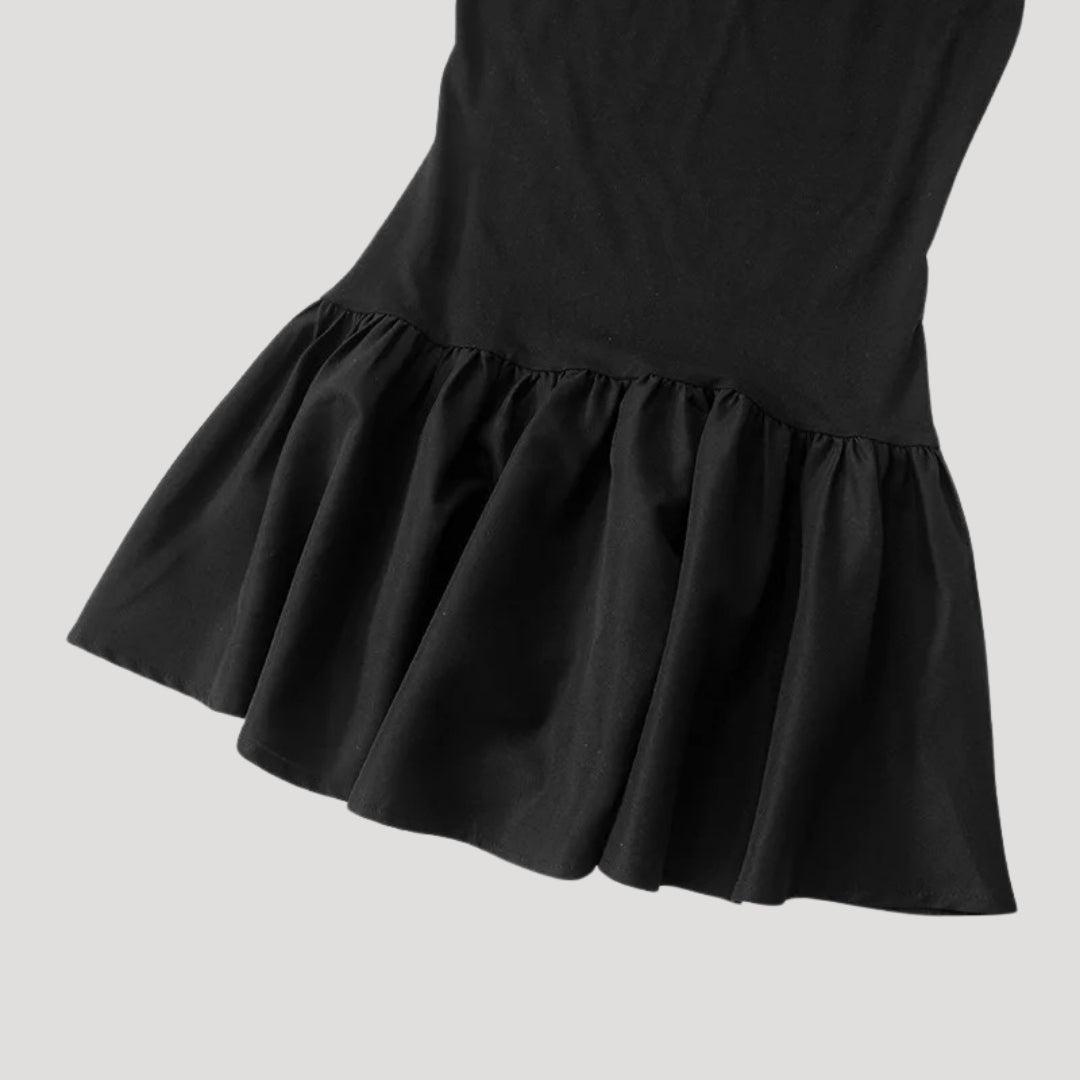 Sleeveless black drop-waist dress