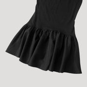 Sleeveless black drop-waist dress