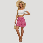 Floral ruched ruffle mini skirt