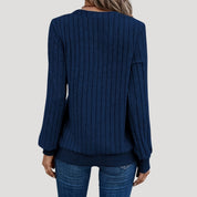 Women’s v neck knitted jumper soft ribbed winter style