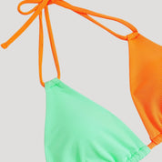 Two-tone ribbed bikini with tie sides