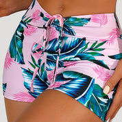 Tropical print swim shorts set with twist top