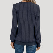 Women’s v neck knitted jumper soft ribbed winter style