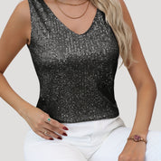 Sequin sleeveless v-neck party top