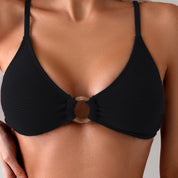 Ribbed ring detail bikini set