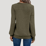 Women’s v neck knitted jumper soft ribbed winter style