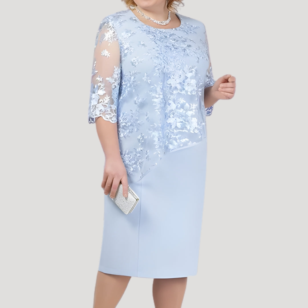 Women's plus size sleeve wedding guest dress – midi