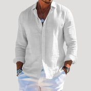 Men’s long sleeve linen button casual shirt