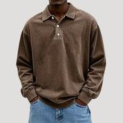 Men’s long sleeve polo top in brushed cotton