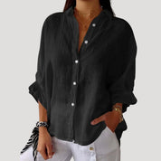 Women’s linen long sleeve button shirt blouse
