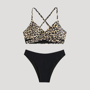 Leopard print wrap bikini set