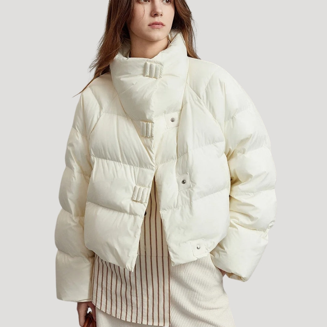 Women’s cropped puffer jacket quilted padded winter coat