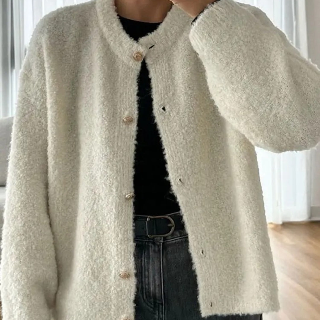 Women's boucle button up cardigan – oversized knit