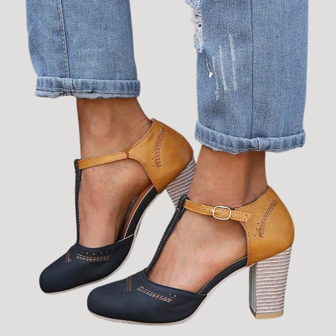 Women’s block heel Mary Jane shoes – T strap