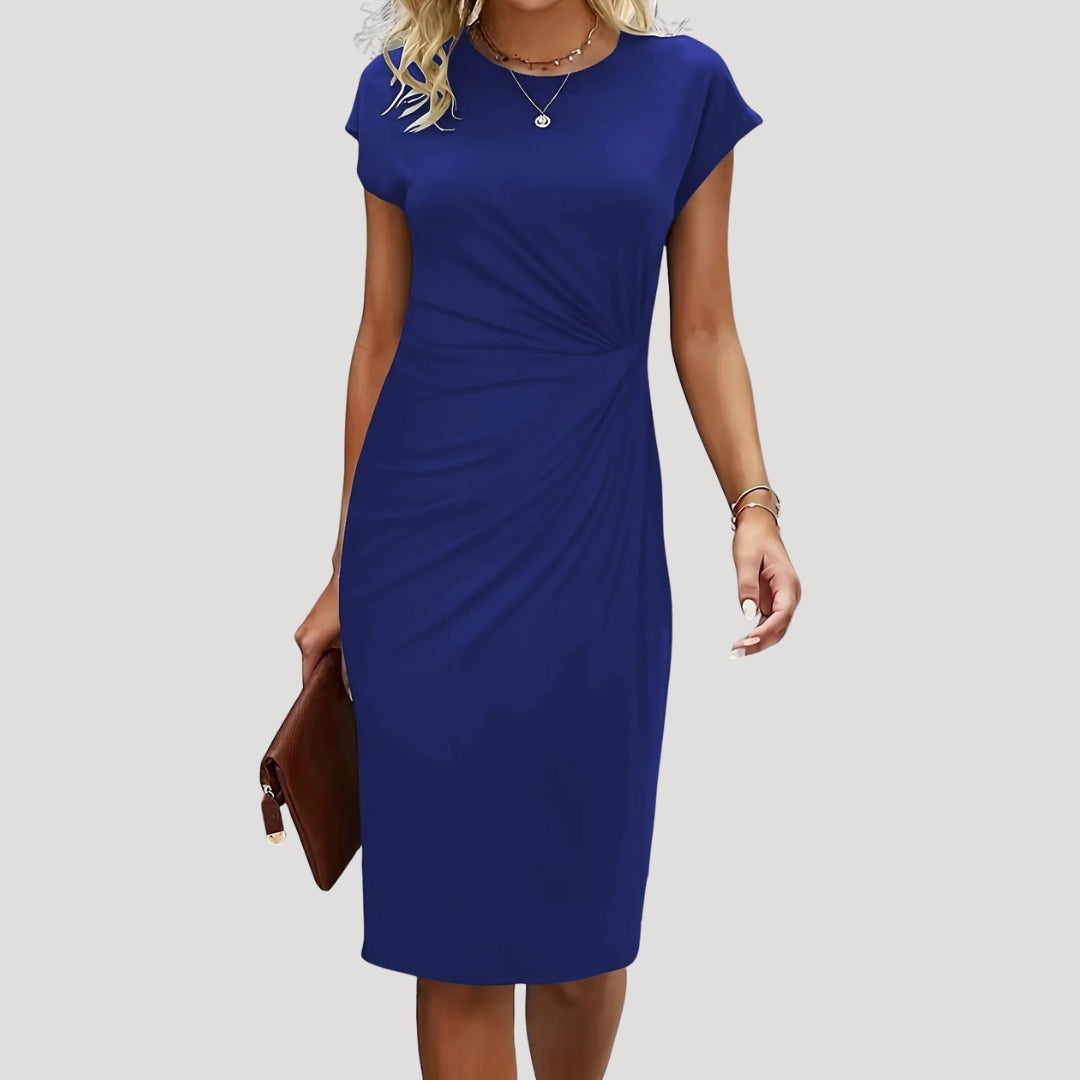 Women’s ruched cap sleeve midi dress