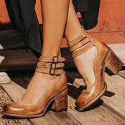 Women’s mid block heel closed toe shoes