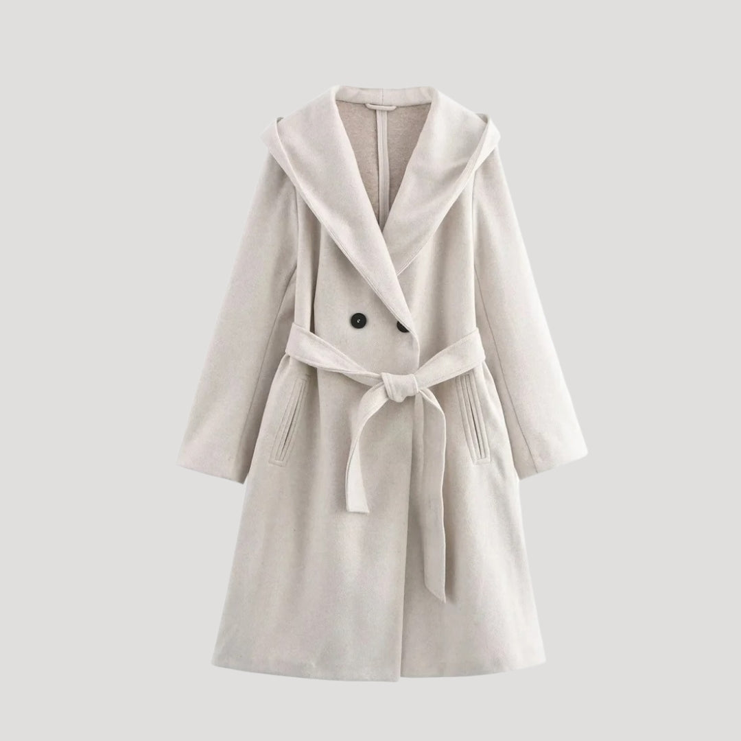 Luxurious hooded wool coat