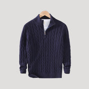 Men cable knit half-zip sweater