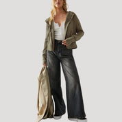 Women’s cropped zip up knit jumper top