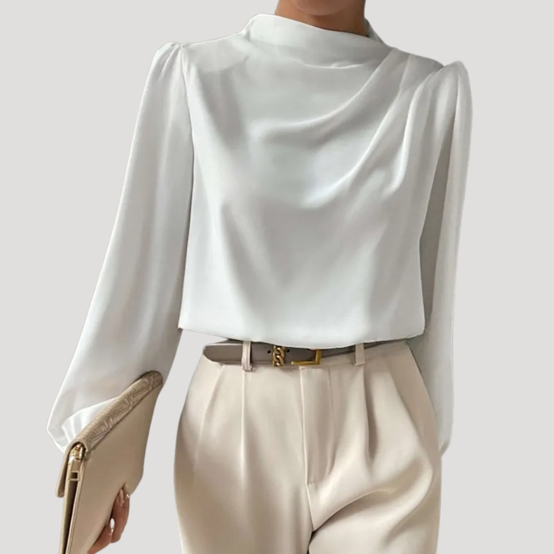 Women’s satin long sleeve high neck blouse