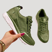 Women’s platform wedge trainers zip up sparkly casual shoes