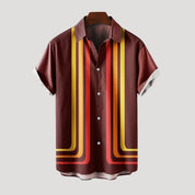 Men’s short sleeve striped patterned button shirt