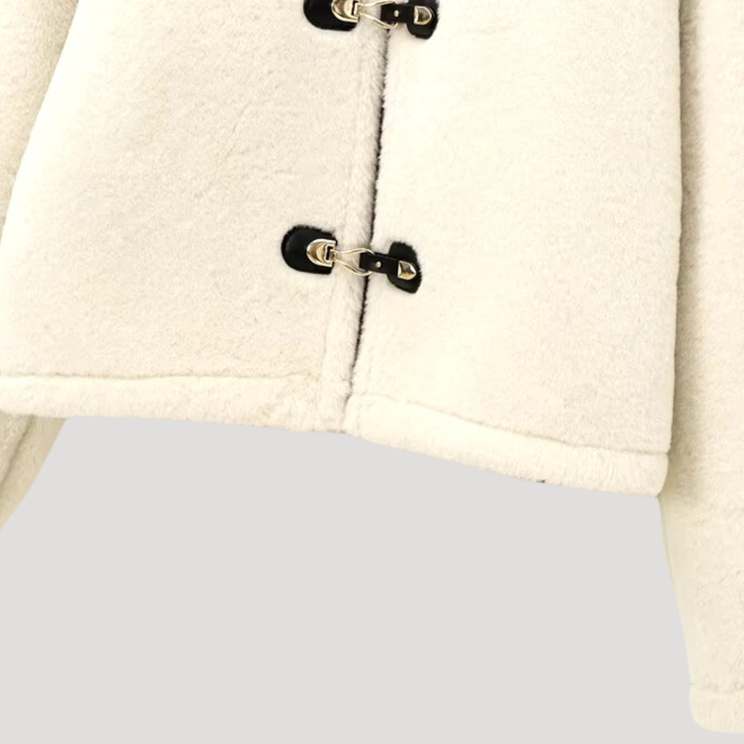 Women toggle closure fleece cardigan